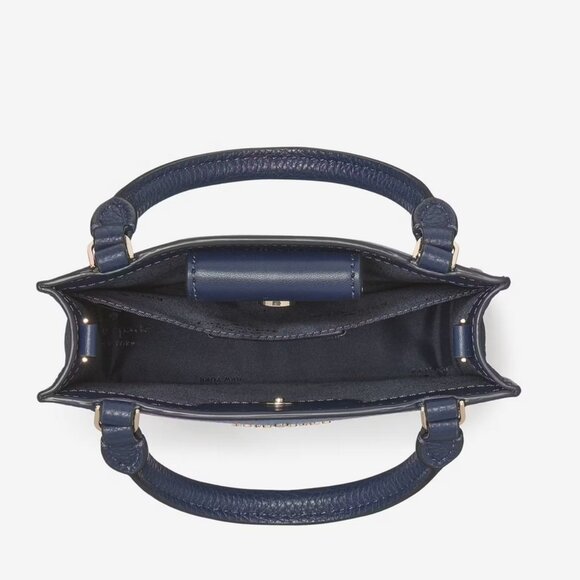 Kate Spade Lena Colorblock Mini Tote Leather Crossbody Purse KI885 Parisian Navy - Picture 5 of 6